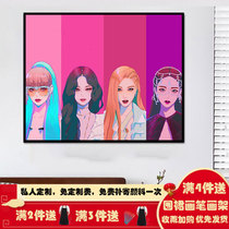Womens group BlackPink Digital oil painting diy hand painted filled propylene oil color painting Golden wise show Kim Chi-Ni Park Choi Young