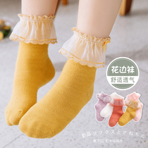 Cotton spring and autumn childrens lace socks girls Princess socks lace autumn and winter baby bow socks