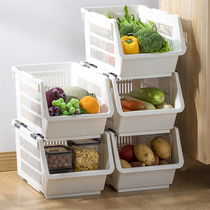 Kitchen vegetable storage basket basket basket storage basket fruit vegetable basket rack can be superimposed plastic storage and fruit frame