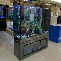 Fish tank aquarium living room partition wall floor bottom filter size type water-free ecological super white glass goldfish tank