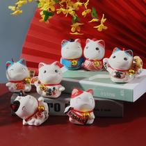 Zhaocai cat car ornaments ceramic Japanese piggy bank home desk cash register shop opening fortune cat