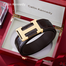 Callin Kennedy High-end Avocado Leather Belt H Smooth Buckle Mens Leather Special Cabinet Luxury