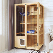 Cat cage villa Luxury household Japanese-style solid wooden cat house Cat house Large oversized free space cage with toilet