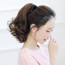 Wig female ponytail strap girl pear flower short curly hair big wave wig simulation hair tie low ponytail