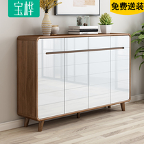 Home door large capacity solid wood simple shoe cabinet modern Nordic storage paint entrance partition Hall Hall Cabinet
