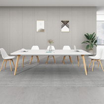 Conference table long table simple modern size Nordic solid wood negotiation table reception rectangular office table and chair combination