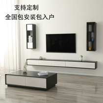 Solid wood suspended TV cabinet wall-mounted size family type simple hanging wall suspended hanging cupboard baking lacquered ultra-thin hanging cabinet