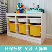 Childrens toy storage rack Solid wood baby storage rack Kindergarten large capacity household books two-in-one storage cabinet