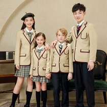 Primary school students spring and autumn school uniform Suit dress four-piece kindergarten garden dress British style childrens class dress performance clothing