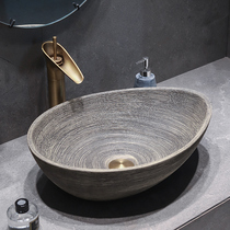 On-stage basin splash-proof washbasin single basin ceramic art retro washbasin household toilet washbasin washbasin