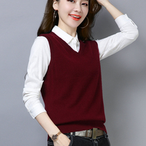 Pure wool vest women Spring and Autumn wear knitted vest women 2020 new outer vneck short sweater waistcoat