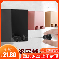 Balcony clothes artifact invisible clothesline collared clothes rope indoor telescopic drying rack free of punching clothes wire rope