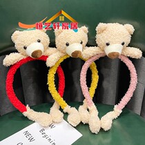 Ultra Cute Plush Cute Little Bear Hair Stirrup South Korea Teenage Girl Non-slip Net Red Wash face headband Cartoon Sweet and Sweet Bundles