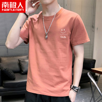 South Pole Summer new short sleeve T-shirt mens boomer pure cotton round collar printed half sleeves Young lovers blouses