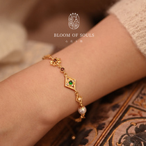 The Garden of Monet originally designed S925 pure silver freshwater pearl Dobao Retro French Bracelet