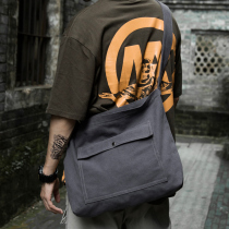 Casual Canvas Single Shoulder Bag Men Skew Satchel Tote Bag Retro Satchel Tide Mailbag Large Capacity Minimalist Backpack