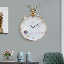 European-style quartz clock deer head wall clock radio wave living room home fashion Nordic clock Wall creative modern mute