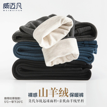 (Preferred-modal cashmere) warm pants winter mens thick cotton pants womens thick wool velvet autumn trousers