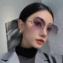 Korean version irregular frame-less cutting edge sunglasses female round face gradient color anti-ultraviolet sunglasses elegance net red same