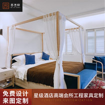 Hotel Guesthouses Furniture Chinese Style Rooms Solid Wood Single People Bed Clubhouse TV Cabinet Desk Folk Guest Room Apartment furniture