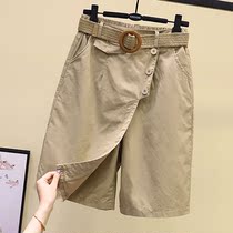 Skirt womens design sense niche summer 2021 new Korean fashion casual straight five-point pants high waist thin