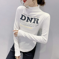 Fashion printed letters long sleeve T-shirt women European station Foreign style inner top half collar base shirt Women autumn and winter tide