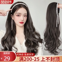 Hairband wig Female long hair u-shaped half headgear detachable net red long straight wig set simulation human hair full headgear