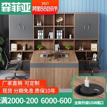 Finance desk Staff desk and chair combination Double sitting office Supervisor desk with high cabinet Accounting desk