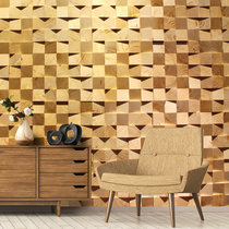 Solid wood mosaic log background wall decoration 3d three-dimensional personality annual ring homestay cafe bar decoration