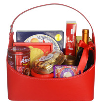 Over Big Gift Basket Leather Basket Fruit Flower Basket Delivery Holiday Gift Packaging Basket Gift Handbasket Leather Gift Basket