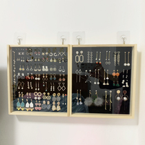 Solid wood earrings storage box dust-proof household bracelet board wall-mounted earrings ring tray earrings necklace display shelf