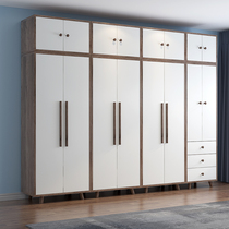  Modern and simple cloakroom large wardrobe assembly Economical childrens storage bedroom cabinet solid wood combined wardrobe