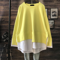 Pregnancy Woman Dress Pure Cotton T-shirt 2020 New Autumn Winter Dress Long Sleeve Splicing Mid-Length Pregnant Pregnant Woman Jersey Undershirt Autumn Clothing