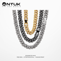  NYUK multi-color diamond-encrusted Cuban necklace clavicle necklace High-end street hip-hop star Wang Yichao men and women