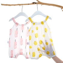 Baby belly summer cotton suspender navel clothes summer female baby sleeveless one-piece thin 2020