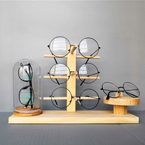 Solid wood glasses display stand Sunglasses sunglasses showcase display decorative props Creative glasses table glass