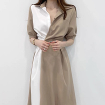 European station summer net red new temperament fashion contrast fashion shirt long skirt personality royal sister celebrity dress