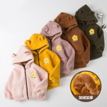 Childrens coat baby eating waterproof anti-dirty boys and girls foreign style autumn and winter 2021 New plus velvet thick coat