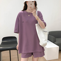 Fried Street Sports Casual Suit Women Summer Thin 2022 New summer dress Big code Fashion easing reduced by two sets