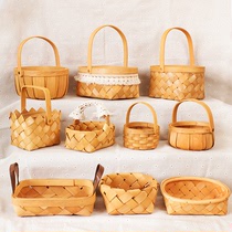 Hand-woven small basket picnic fruit vegetables egg ginger garlic portable basket bread rattan bamboo storage basket