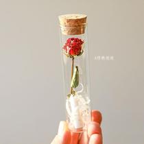 Send you a small red flower glass test tube dry bouquet forever flower wishing bottle specimen wedding Graduate Day