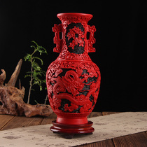 Beijing lacquerware Red Engraving Lacquer Vases Beijing Featured Crafts Gifts Business Specialty Detire Tabletop Pendulum