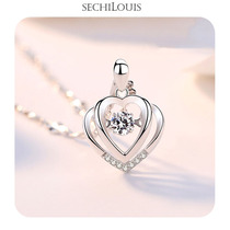 High-end love sterling silver necklace female inlaid Swarovski light luxury zirconium Korean version custom lettering clavicle chain Valentines Day gift