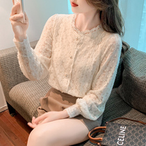 Temperament Lace base shirt Womens Autumn and Winter Clothing 2021 New Womens Fashion Cardigan Long Sleeve Interior Top