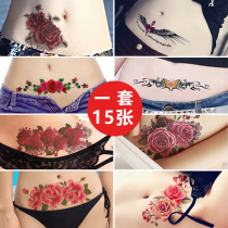 Waist abdomen tattoo stickers waterproof women long-lasting sexy caesarean section cover scar stretch marks belly button rose private parts