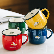  Shuko enamel Ocean Park enamel cup Childrens water cup Household cute drinking cup mug with lid creative