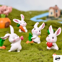 Micro landscape plastic small animal ornaments creative handmade photography landscape pull radish little rabbit cute flower pot decoration
