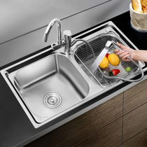 Thickened 304 stainless steel sink double sink sink household vegetable wash basin kitchen sink sink sink sink double basin