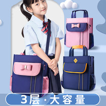 Student canvas tuition Bag tote bag carrying book bag waterproof carrying book art document bag primary school student make-up class package for children learning junior high school student cram school homework girl schoolbag