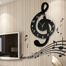 Music note clock wall clock Living room creative personality simple bedroom wall clock mute decoration household quartz clock